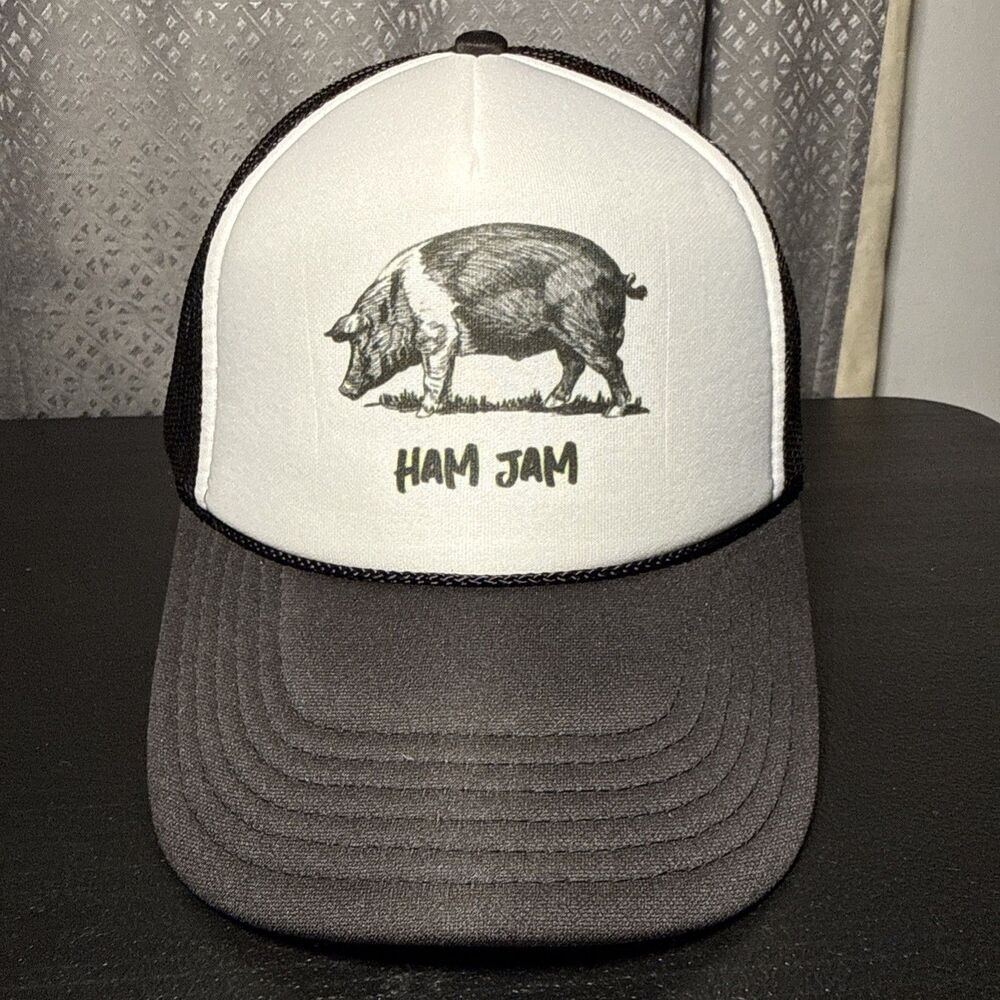 Ham Jam Pig Trucker Hat Black White Otto Snapback